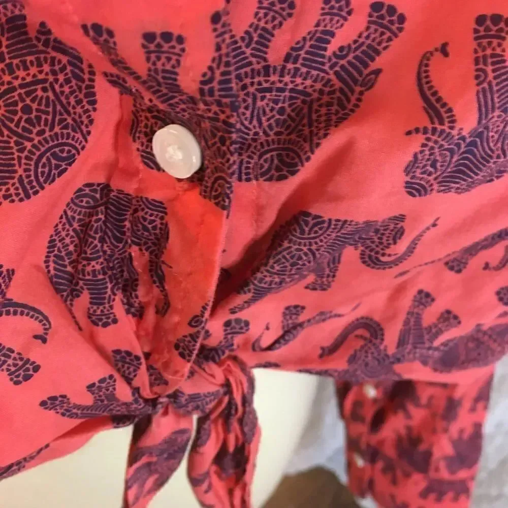 J. Crew  Elephant Print Shirt Size M